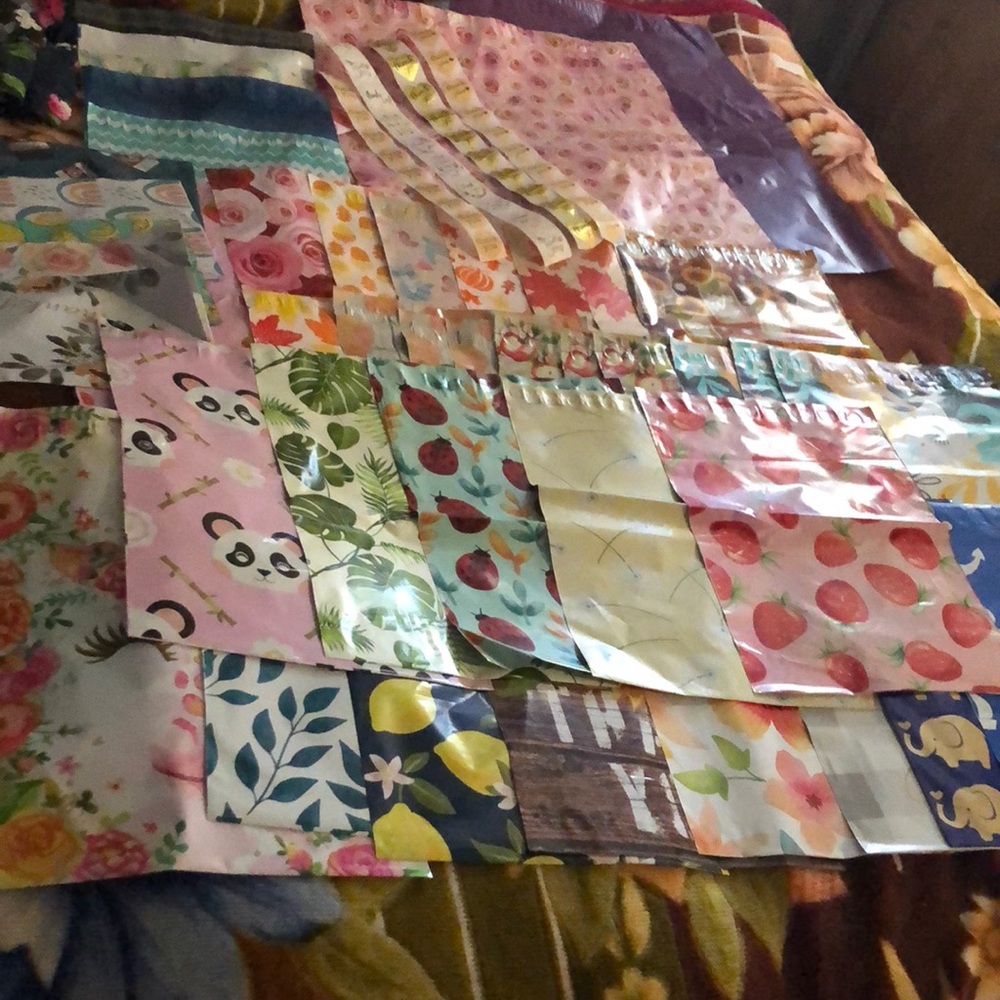 65 Colorful Variety Polymailers 40 thank you stickers.  Fall and summer season